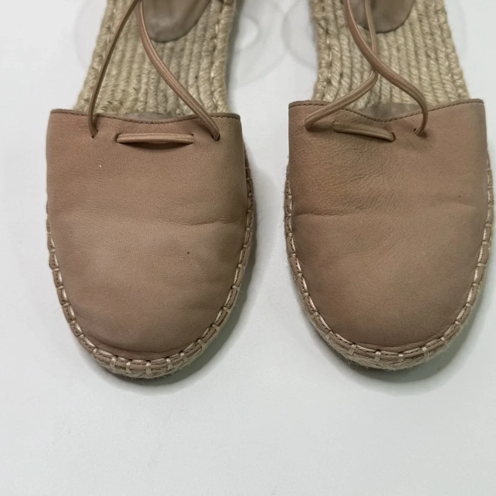 Eileen Fisher Lace-Up Tan/Pink Suede‎ Espadrille Sandal Size 7.5 Strappy Zip